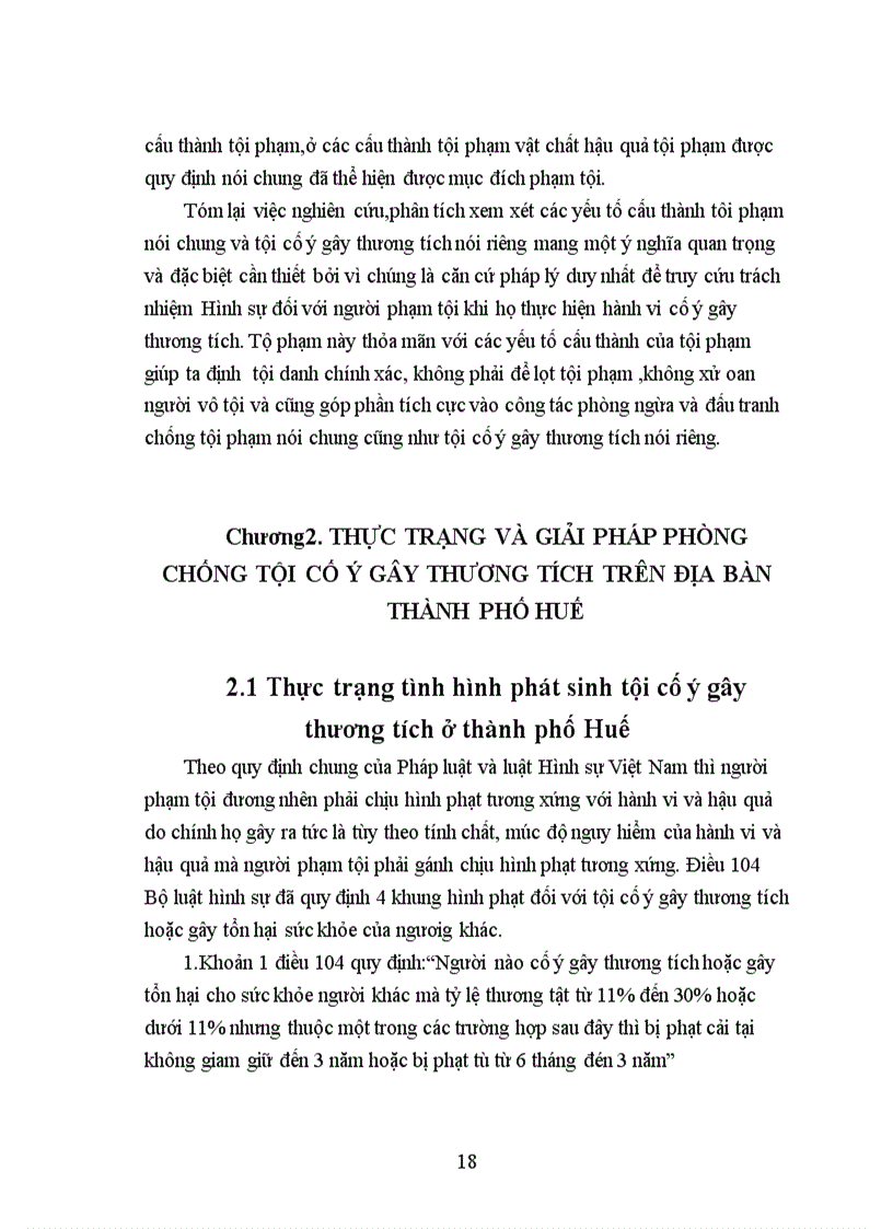 image for page Tội cố ý gây thương tích thực thực trạng và giảp pháp trên địa bàn thành phố Huế