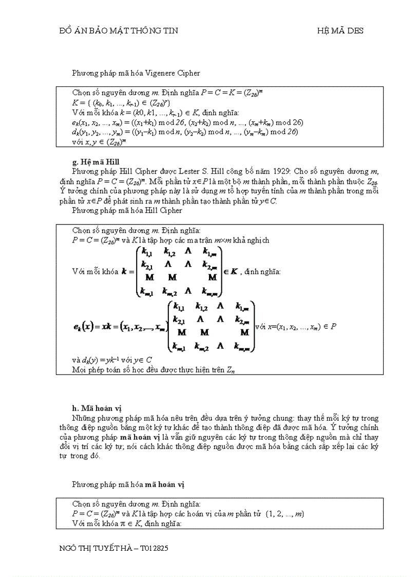 Bảo mật thông tin Hệ mã DES