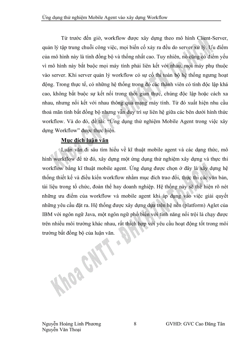 image for page Ứng dụng thử nghiệm Mobile Agent vào xây dựng Workflow