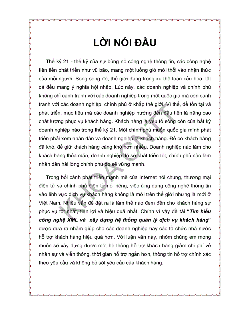 image for page Tìm hiểu công nghệ XML và xây dựng hệ thống quản lý dịch vụ khách hàng