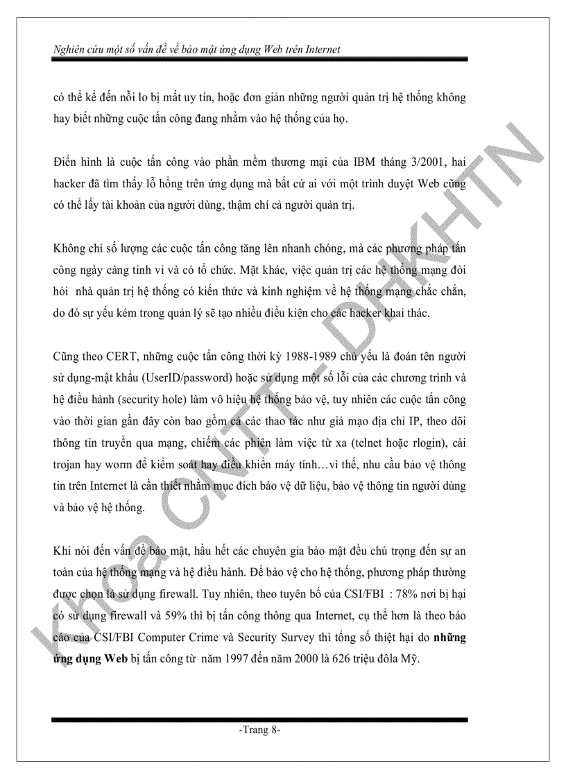 image for page Nghiên cứu một số vấn đề về bảo mật ứng dụng web trên internet