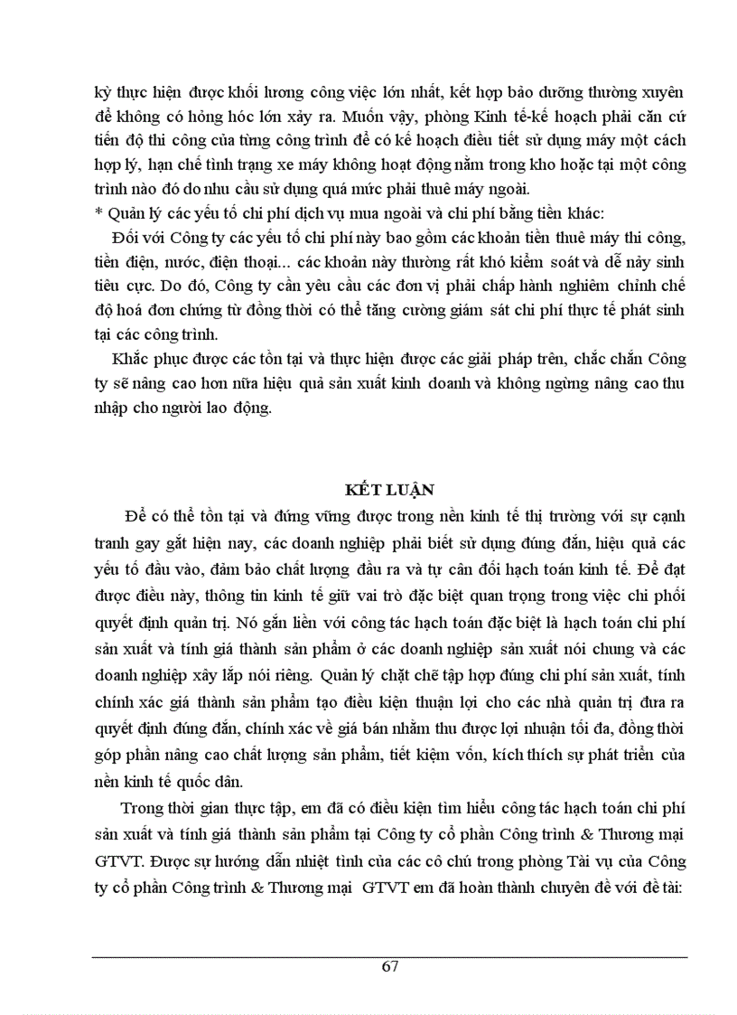 image for page Hoàn thiện hạch toán chi phí sản xuất và tính giá thành sản phẩm xây lắp tại Công ty cổ phần Công trình và Thương mại GTVT