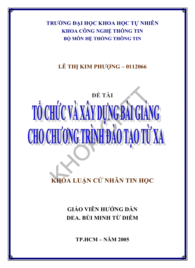 Tổ chức và xây dựng bài giảng cho chương trình đào tạo từ xa