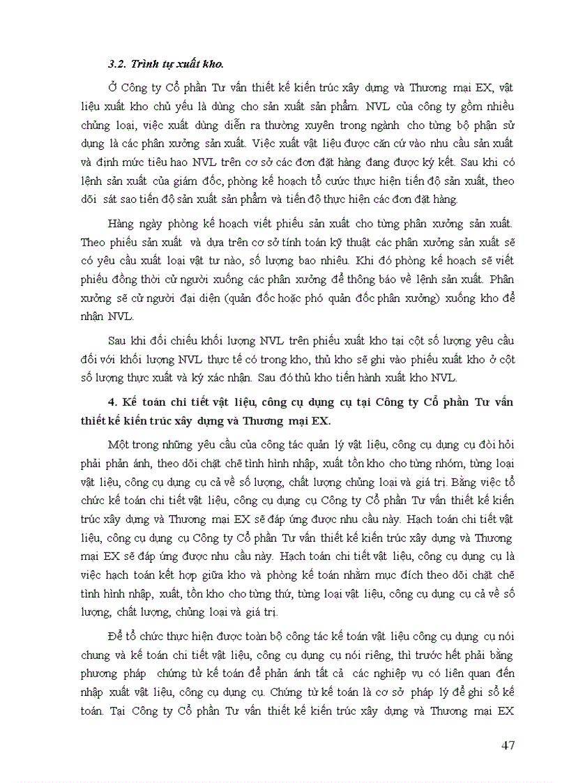 image for page Tổ chức công tác kế toán nguyên vật liệu công cụ dụng cụ ở Công ty Cổ phần Tư vấn thiết kế Kiến trúc xây dựng và Thương mại EX
