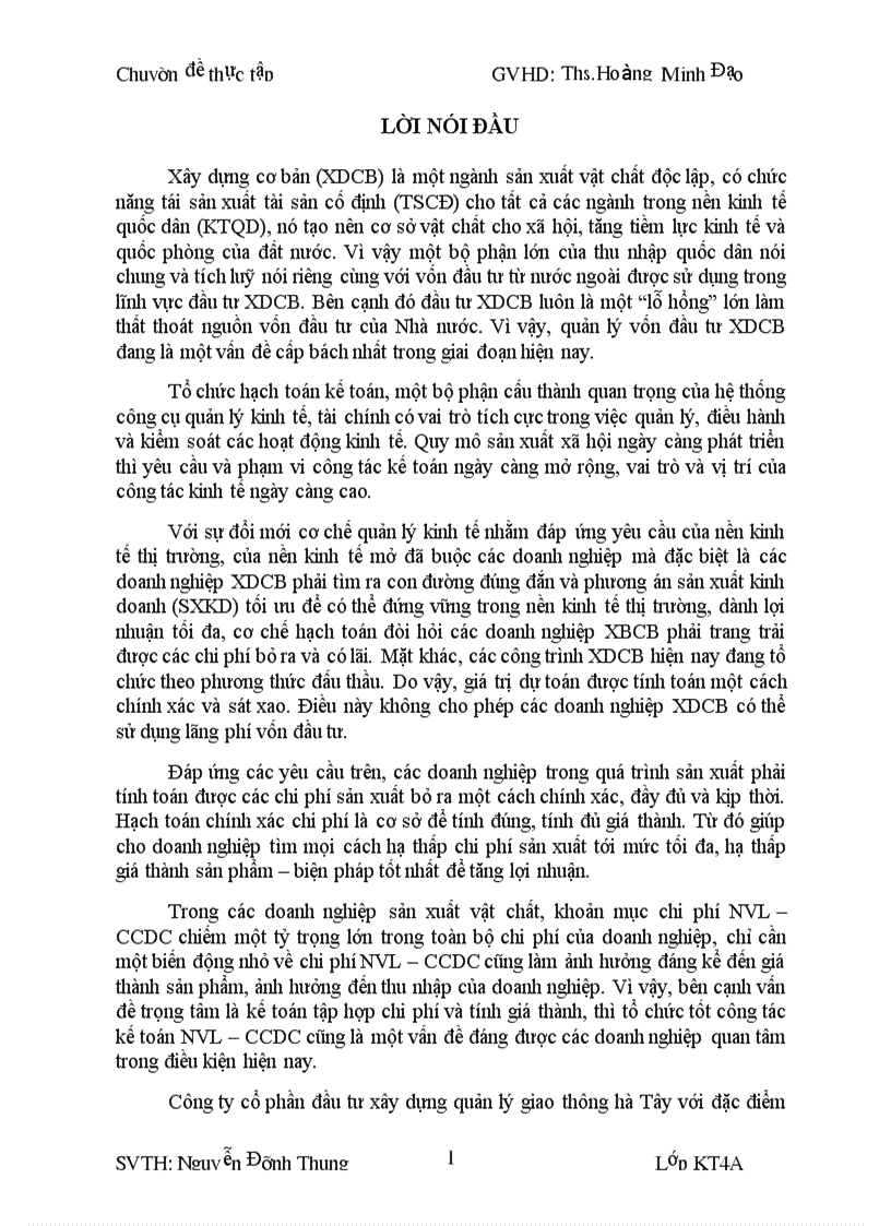 image for page Kế toán NVL CCDC tại Công ty cổ phần đầu tư xây dựng quản lý giao thông Hà Tây
