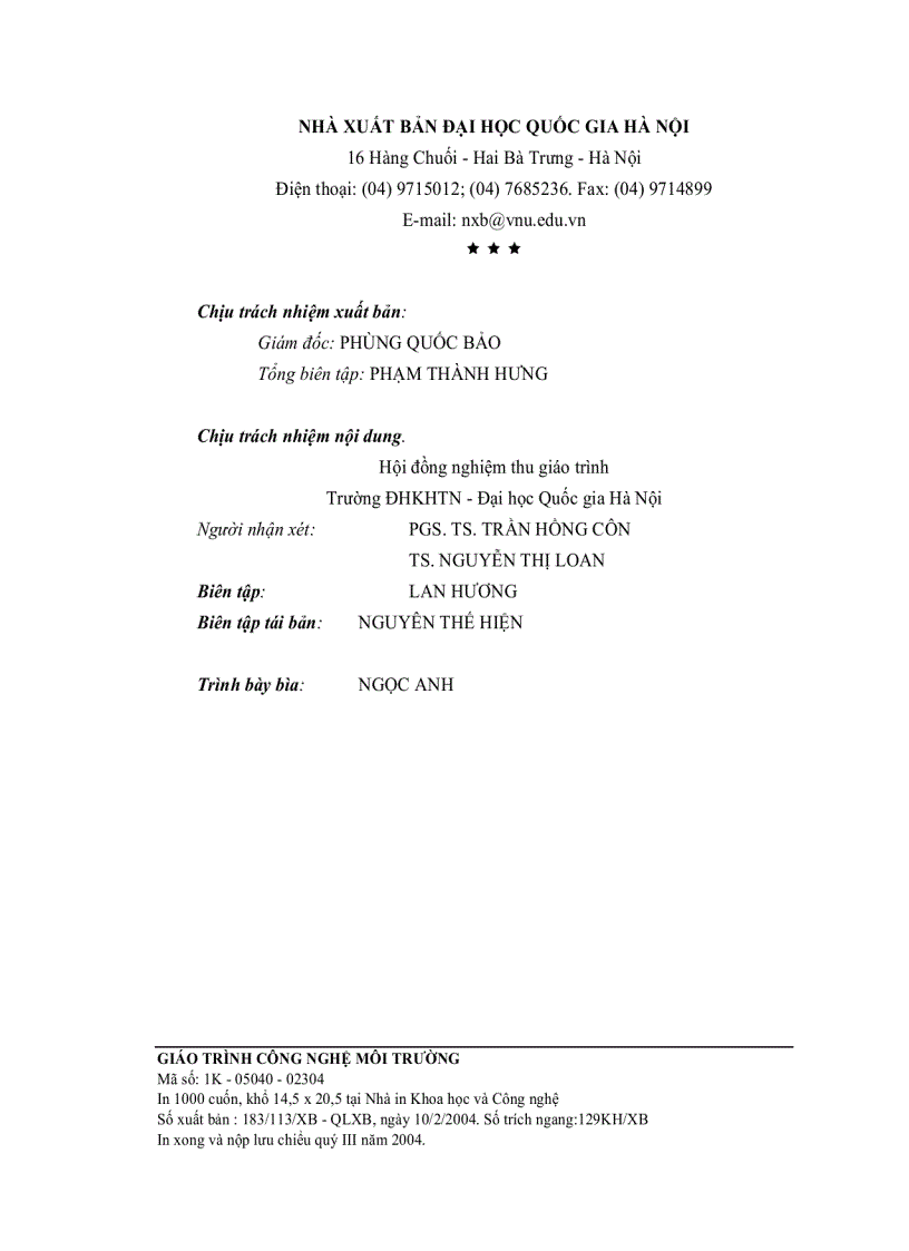 image for page Giáo trình công nghệ môi trường