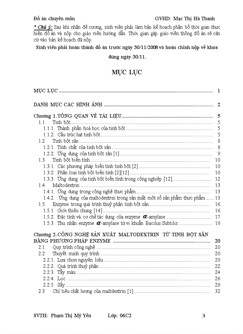 image for page Đồ án Công nghệ sản xuất maltodextrin