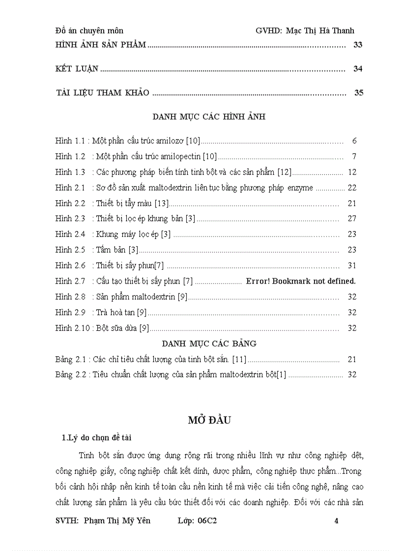 image for page Đồ án Công nghệ sản xuất maltodextrin
