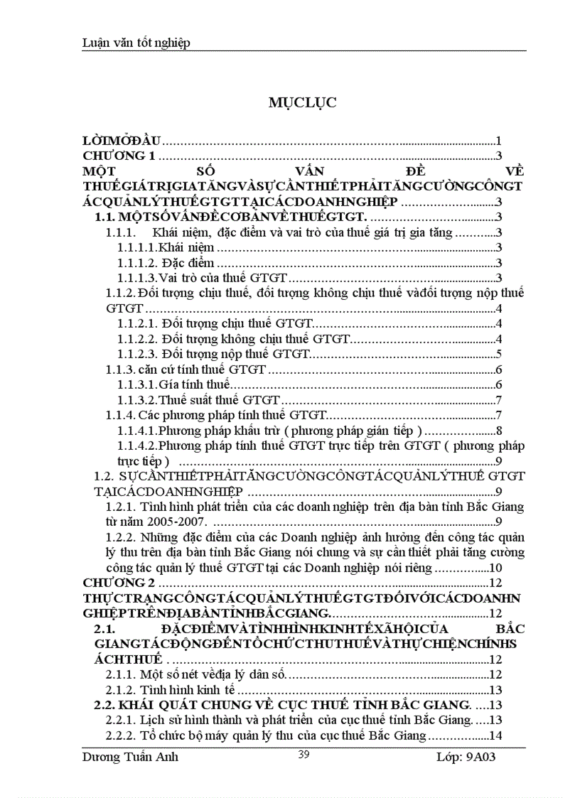 image for page Thực trạng công tác quản lý thuế GTGT của các Doanh nghiệp trên địa bàn tỉnh Bắc Giang