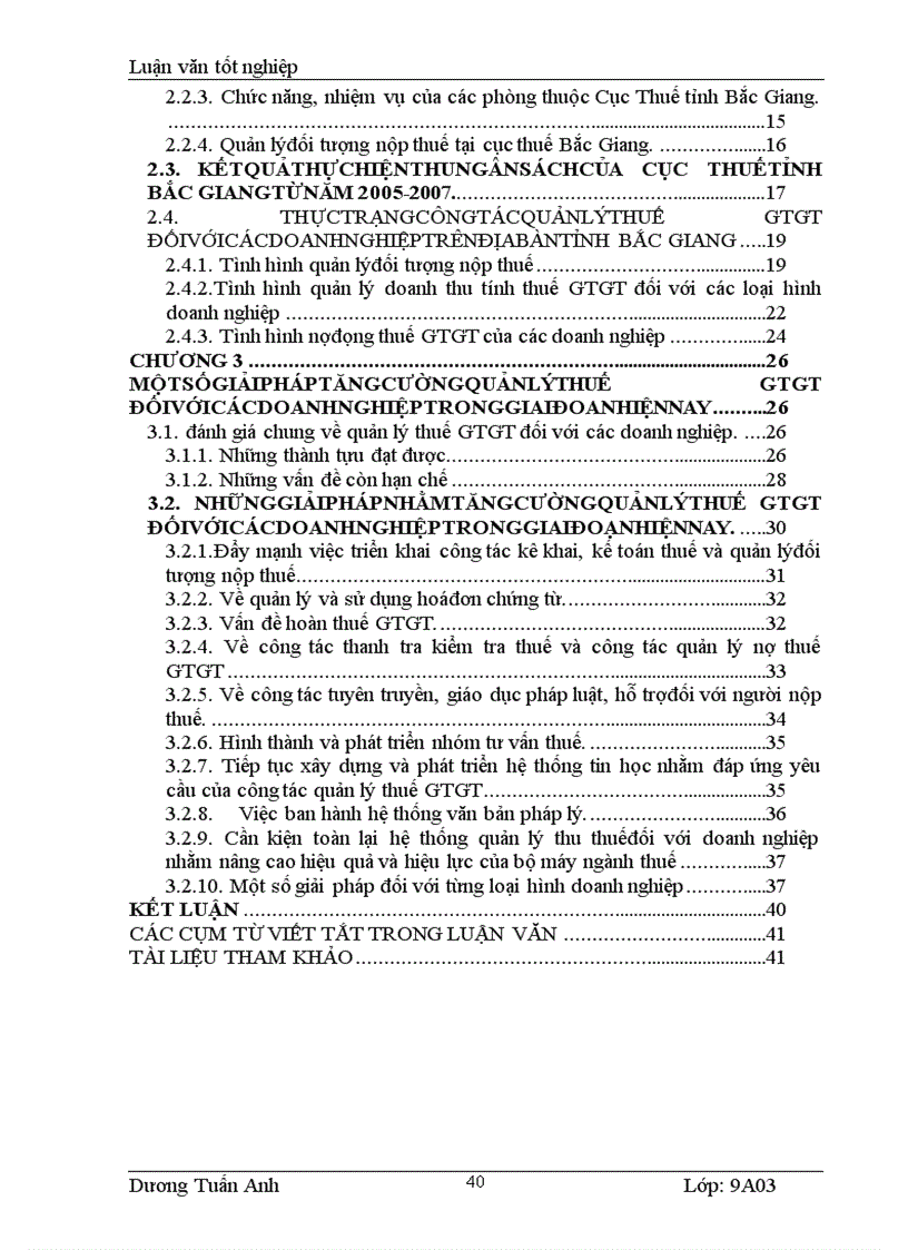 image for page Thực trạng công tác quản lý thuế GTGT của các Doanh nghiệp trên địa bàn tỉnh Bắc Giang