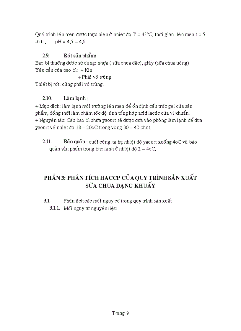 image for page Phân tích HACCP của quy trình sản xuất sữa chua