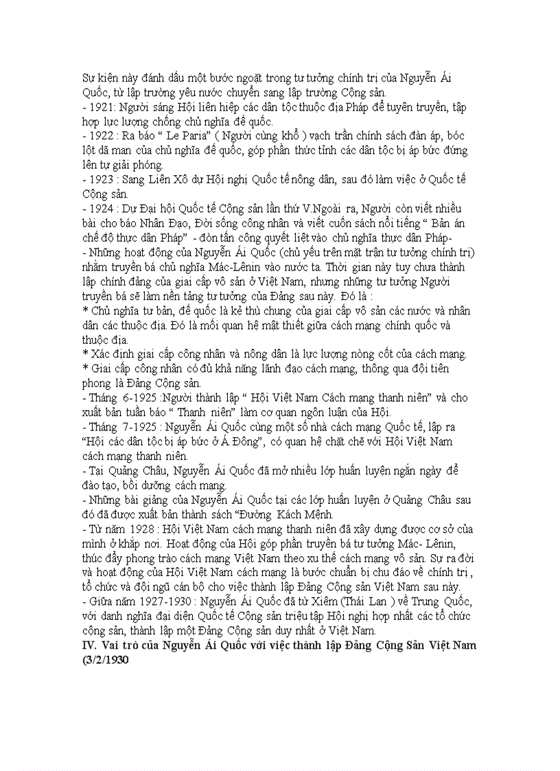 image for page Vai trò của Nguyễn ái Quốc đối với việc thành lập Đảng giai đoạn 1920 1930