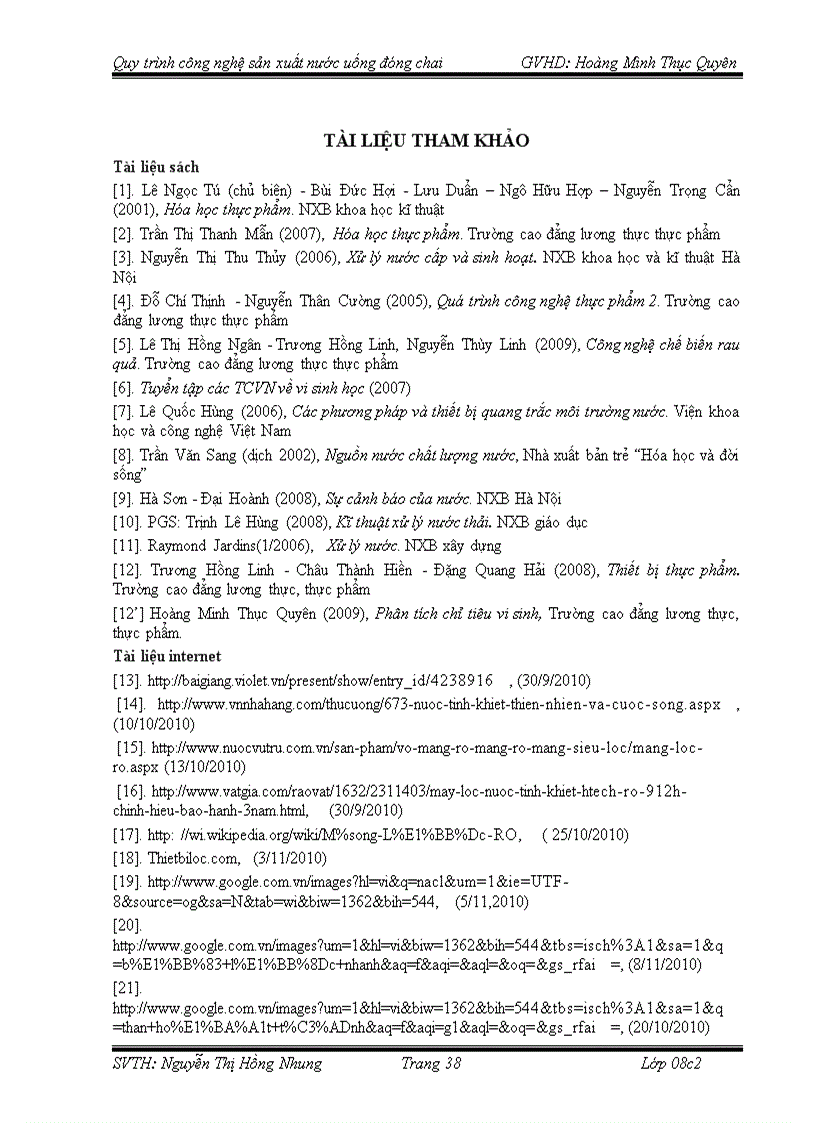 image for page Quy trình công nghệ sản xuất nước uống đóng chai