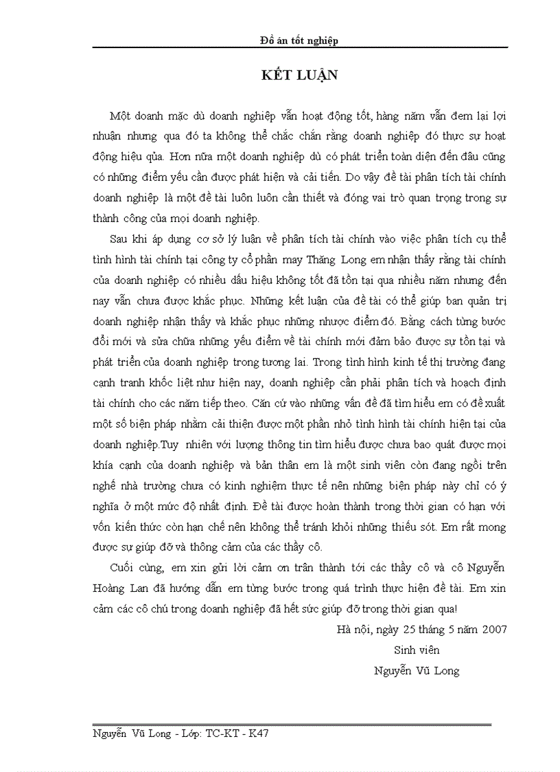 image for page Phân tích và đề ra những biện pháp nhằm cải thiên tình hình tài chính của Công ty cổ phần may Thăng Long
