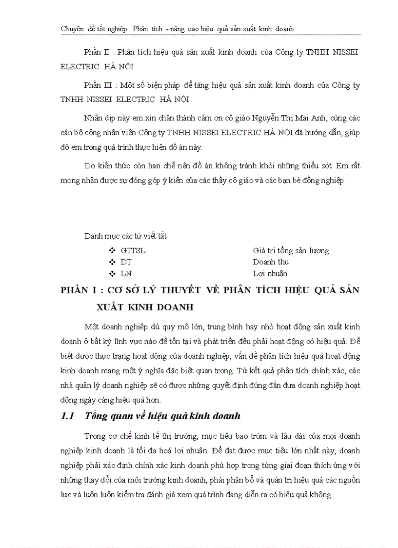 Phân tích và đề xuấ tgiải pháp nâng cao hiệu quả sản xuất kinh doanh của Công tyTNHH NISSEI ELECTRIC HÀ NỘI