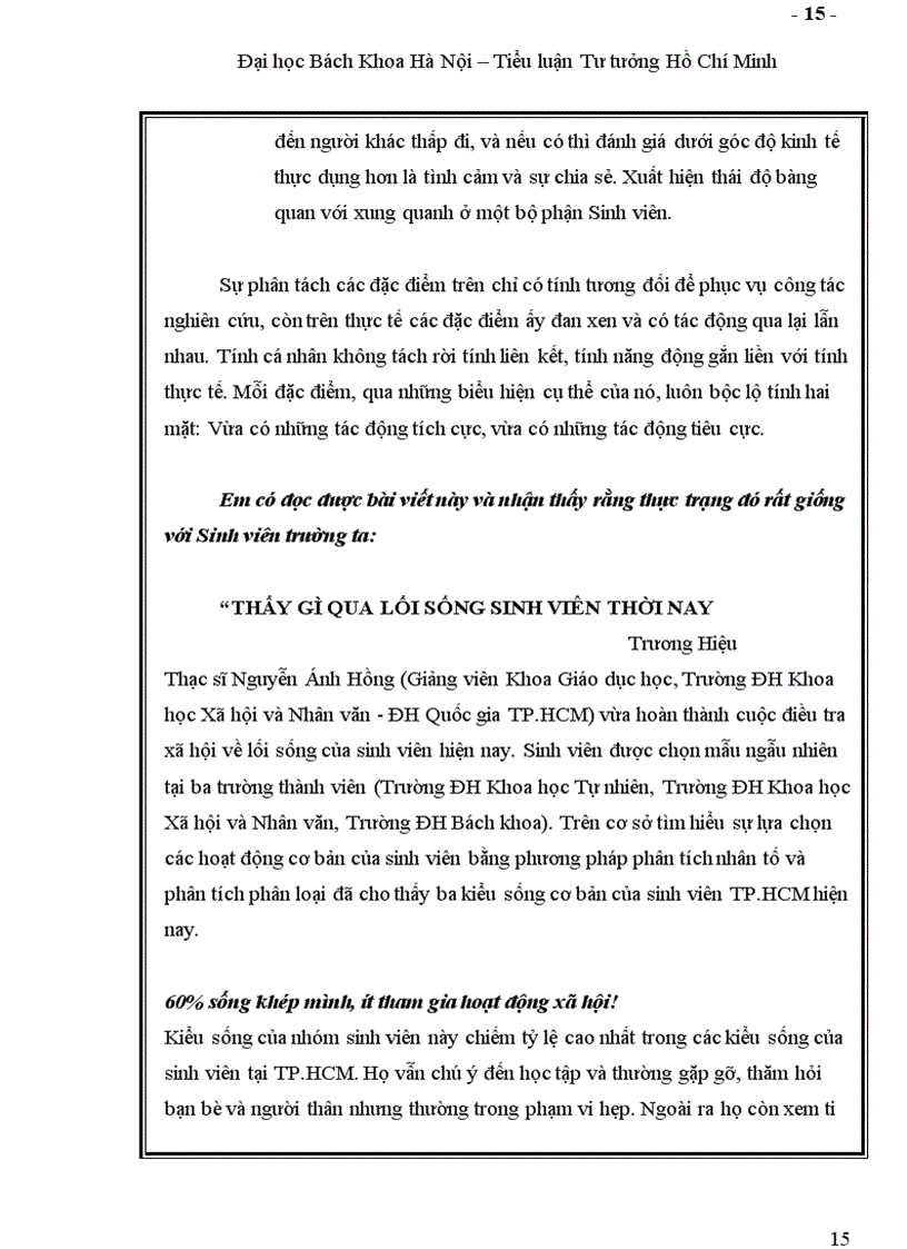 image for page Vận dụng tư tưởng Hồ Chí Minh về đạo đức cách mạng trong việc xây dựng đạo đức lối sống của sinh viên Đại học Bách Khoa Hà Nội