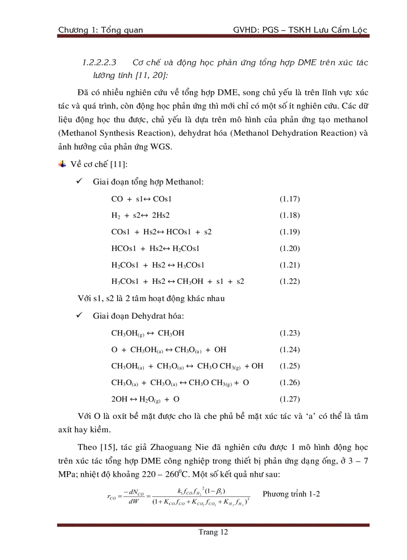image for page Tổng Hợp DiMethyl Ete Từ Khí Tổng Hợp Trên Xúc Tác chất mang Al2O3