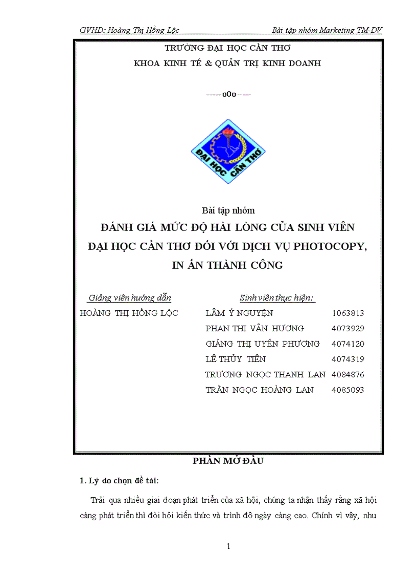 image for page Đánh giá mức độ hài lòng của sinh viên đại học cần thơ đối với dịch vụ photocopy in ấn thành công