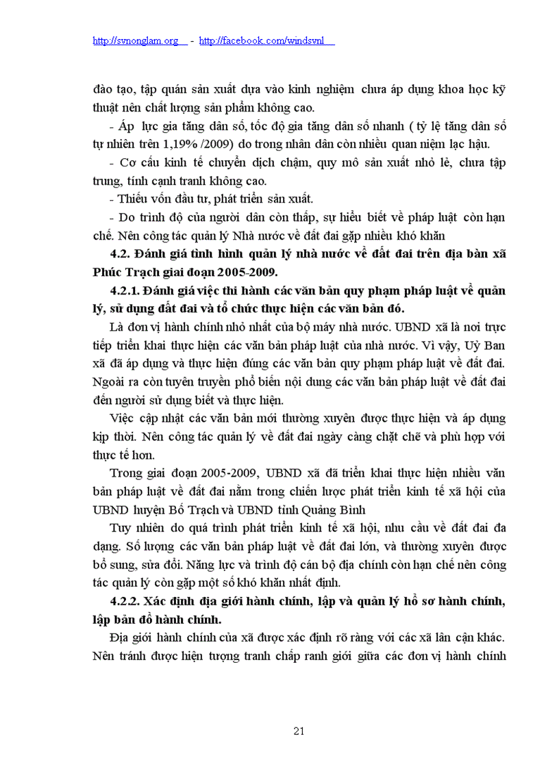image for page Đánh giá tình hình quản lý và sử dụng đất tại xã Phúc Trạch huyện Bố Trạch Tỉnh Quảng Bình giai đoạn 2005 2009