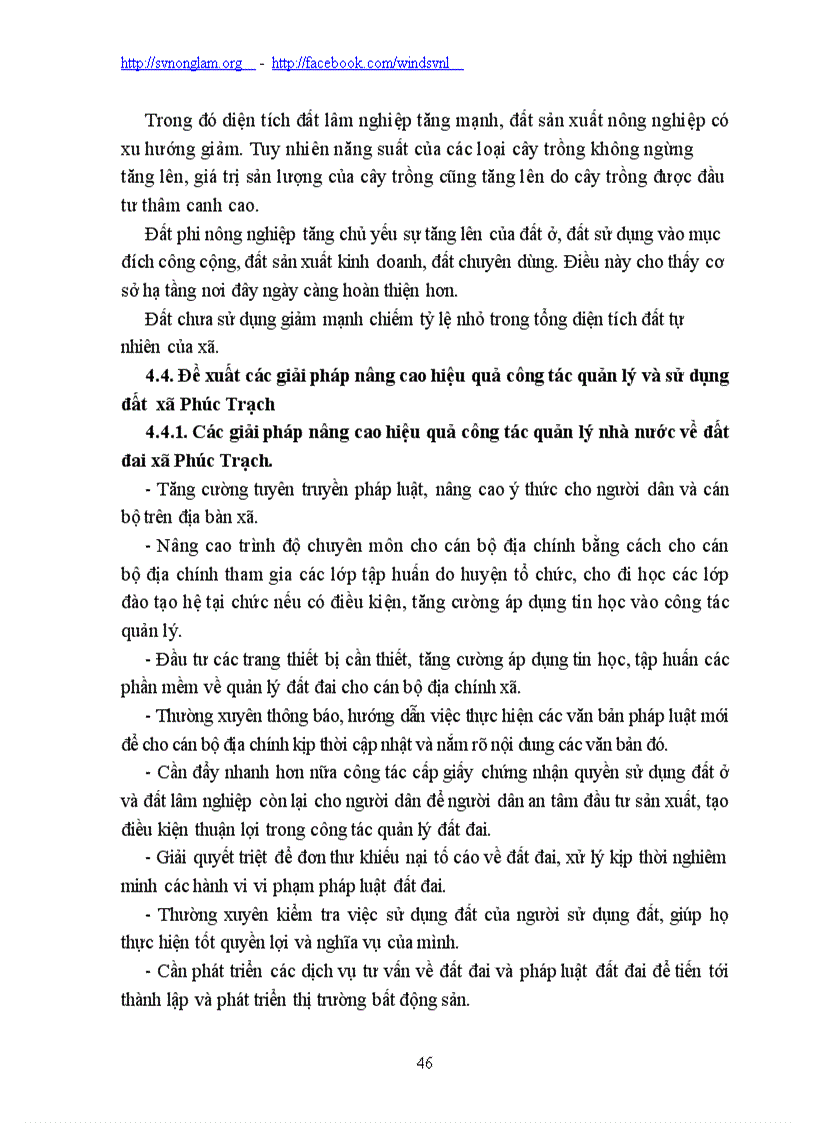 image for page Đánh giá tình hình quản lý và sử dụng đất tại xã Phúc Trạch huyện Bố Trạch Tỉnh Quảng Bình giai đoạn 2005 2009