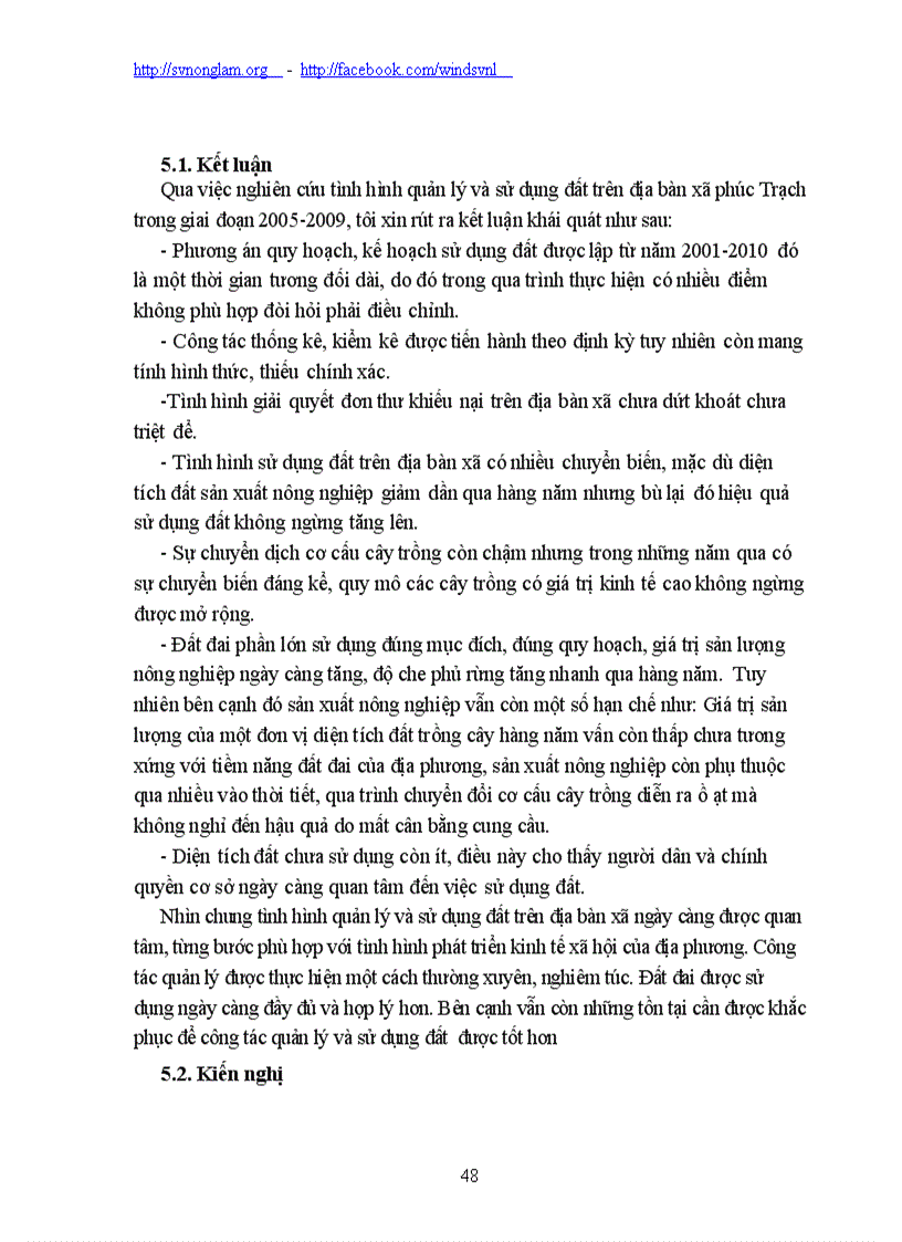 image for page Đánh giá tình hình quản lý và sử dụng đất tại xã Phúc Trạch huyện Bố Trạch Tỉnh Quảng Bình giai đoạn 2005 2009