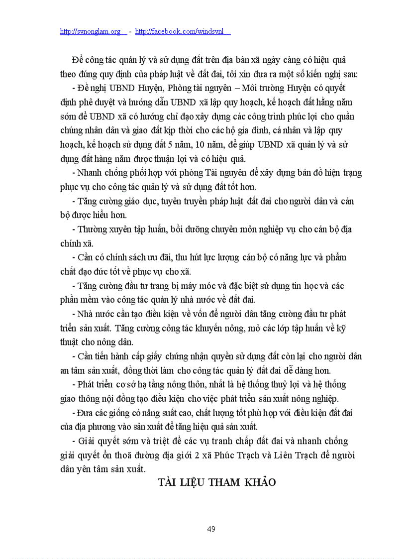 image for page Đánh giá tình hình quản lý và sử dụng đất tại xã Phúc Trạch huyện Bố Trạch Tỉnh Quảng Bình giai đoạn 2005 2009