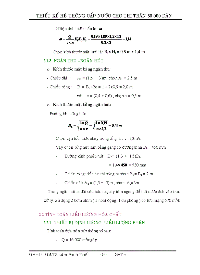 image for page Thiết kế nhà máy cấp nước cho Thị trấn với số dân 50 000 người