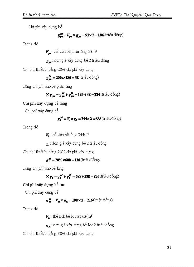 image for page Thiết kế trạm xử lí nước ngầm công suất 8400m3 ngày đêm