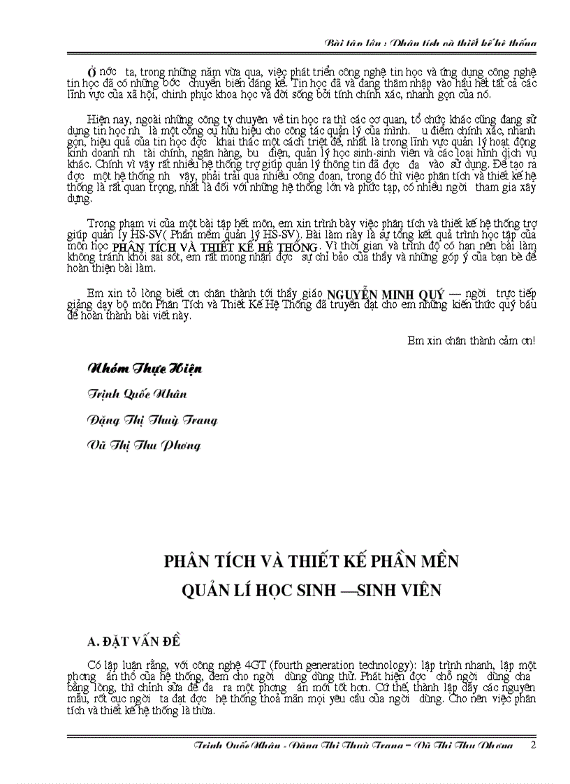 image for page Phân tích và thiết kế hệ thống trợ giúp quản ly HS SV Phần mềm quản lý HS SV