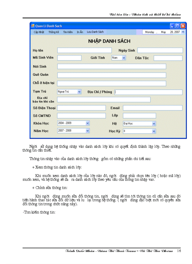 image for page Phân tích và thiết kế hệ thống trợ giúp quản ly HS SV Phần mềm quản lý HS SV