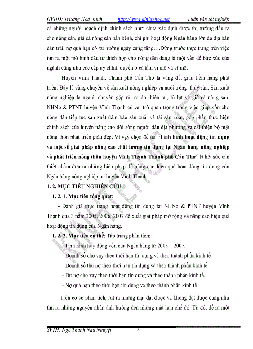 image for page Phân tích hoạt động tín dụng tại NH NN PTNT huyện Vĩnh Thạnh Cần thơ