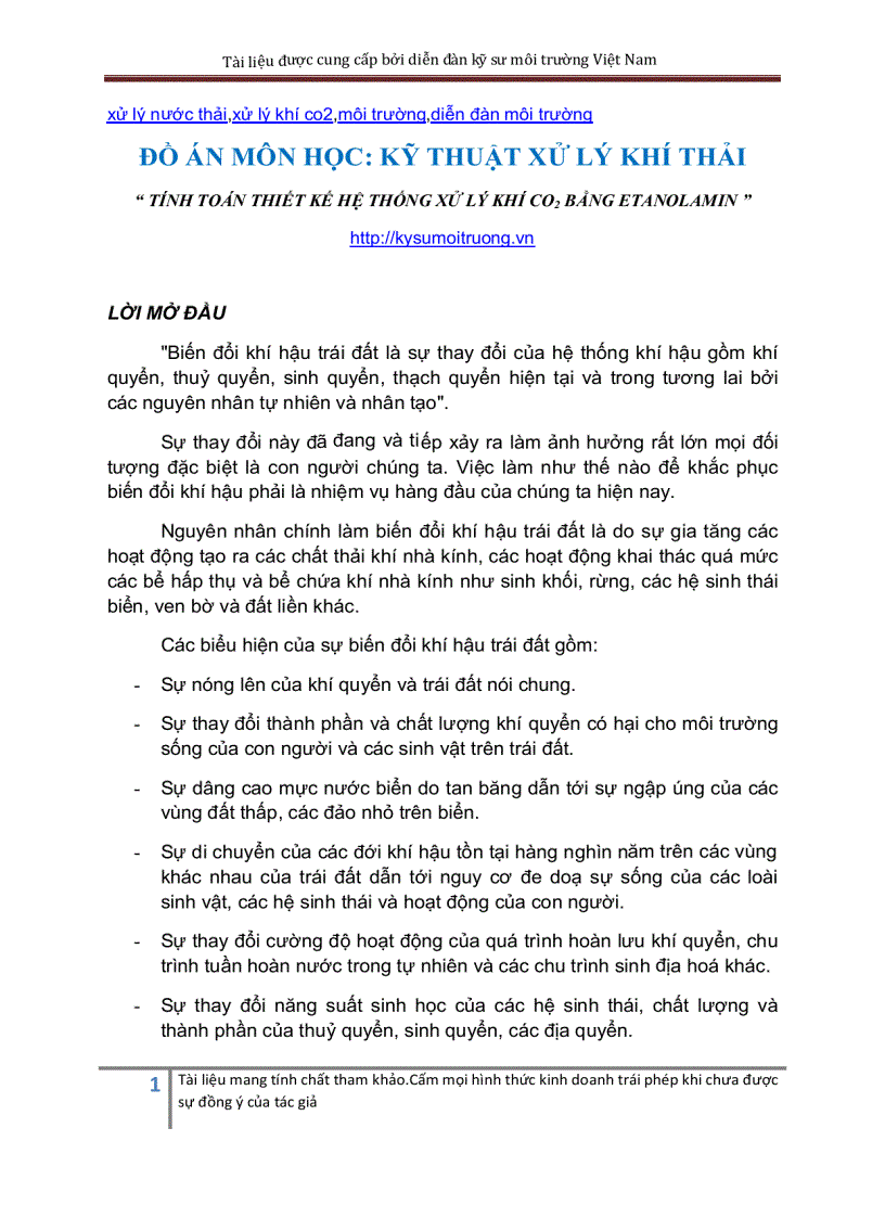 image for page Tính toán thiết kế hệ thống xử lý khí thả co2 bằng ETANOLAMIN