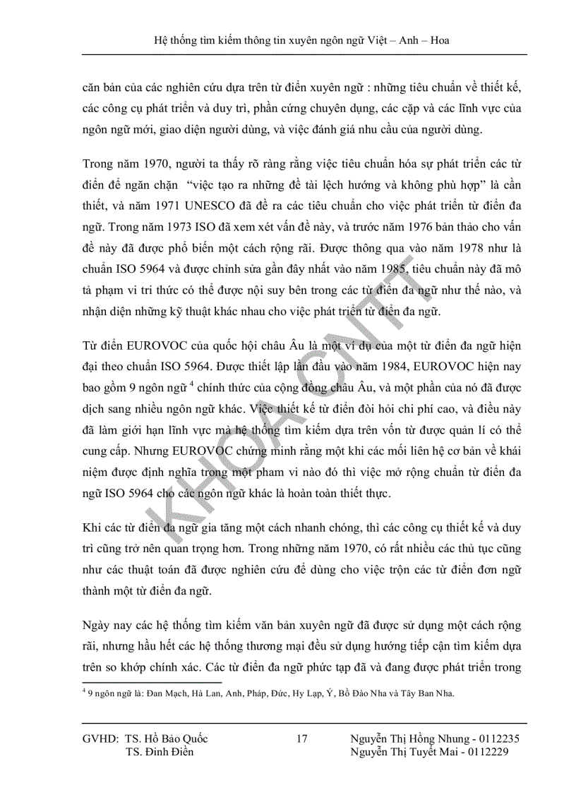 image for page Hệ thống tìm kiếm thông tin xuyên ngôn ngữ việt anh hoa