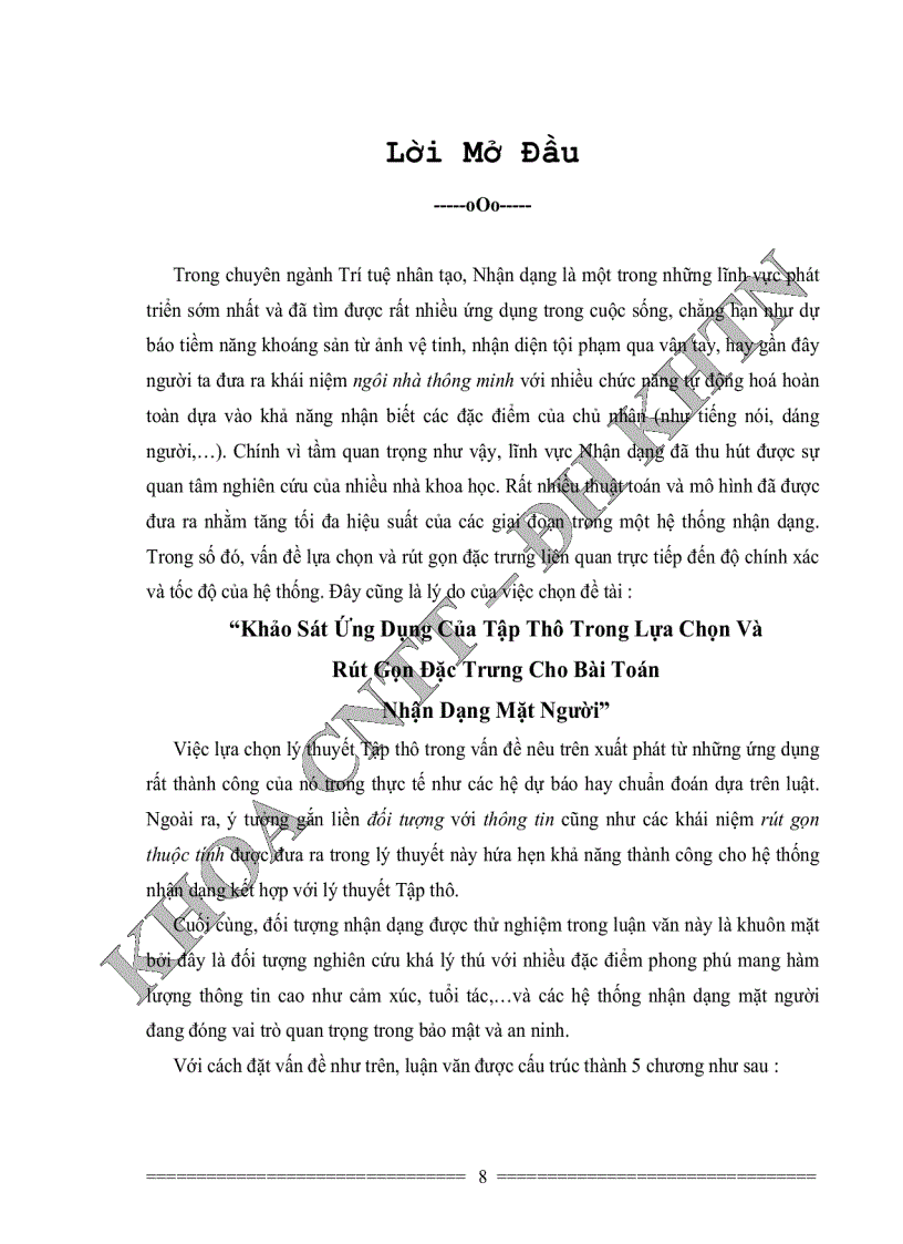 image for page Khảo sát ứng dụng của tập thô trong lựa chọn và rút gọn đặc trưng cho bài toán nhận dạng