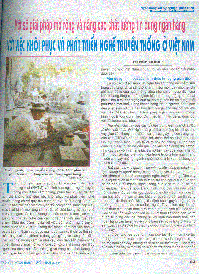 image for page Một số giải pháp mở rộng và nâng cao chất lượng tín dụng ngân hàng với việc khôi phục và phát triển nghề truyền thống ở Việt Nam