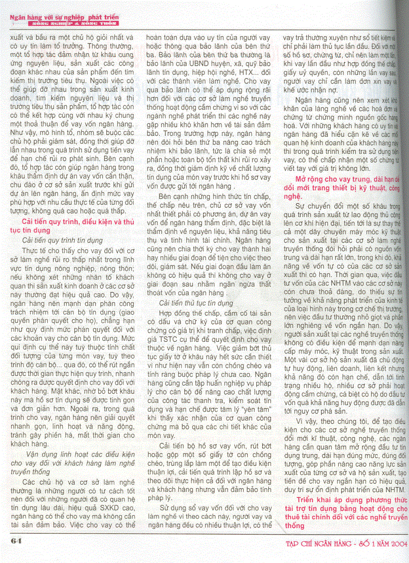 image for page Một số giải pháp mở rộng và nâng cao chất lượng tín dụng ngân hàng với việc khôi phục và phát triển nghề truyền thống ở Việt Nam