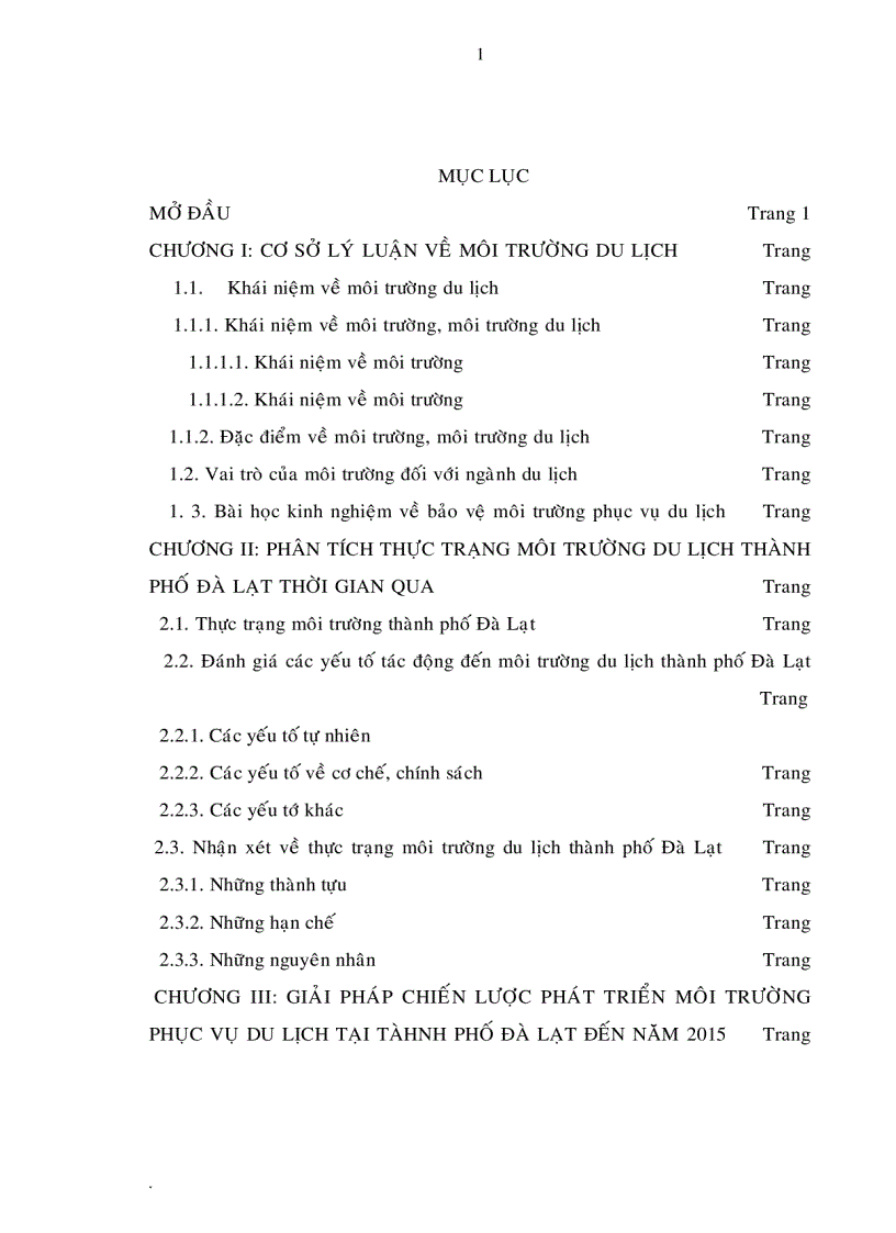 image for page Phát triển môi trường phục vụ du lịch tại Thành phố Đà Lạt đến năm 2015