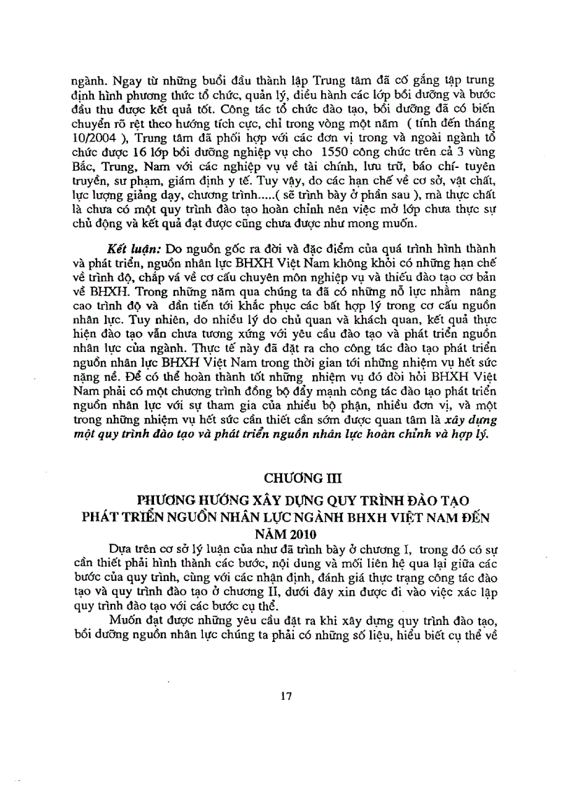 image for page Cơ sở khoa học xây dựng qui trình đào tạo phát triển nguồn nhân lực ngành bảo hiểm xã hội đến năm 2010