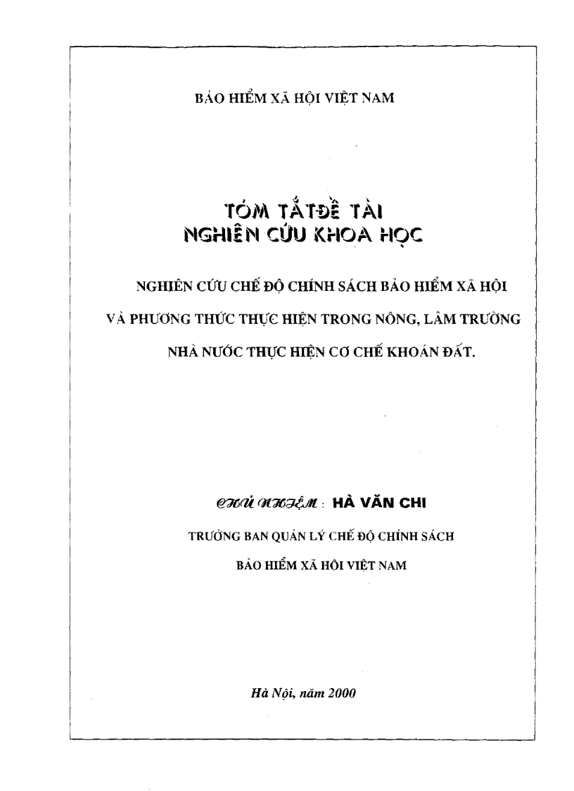 image for page Nghiên cứu chế độ chính sách bảo hiểm xã hội và phương thức thực hiện trong nông lâm trường nhà nước thực hiện cơ chế khoán đất