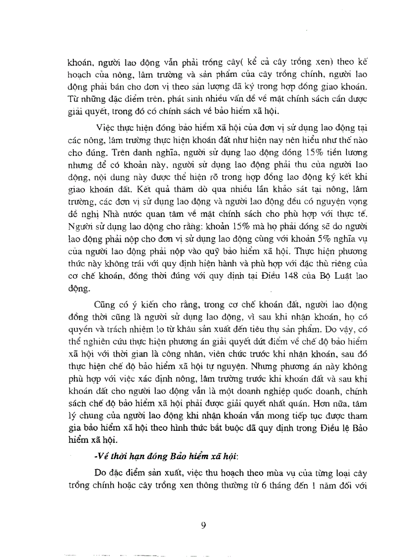 image for page Nghiên cứu chế độ chính sách bảo hiểm xã hội và phương thức thực hiện trong nông lâm trường nhà nước thực hiện cơ chế khoán đất
