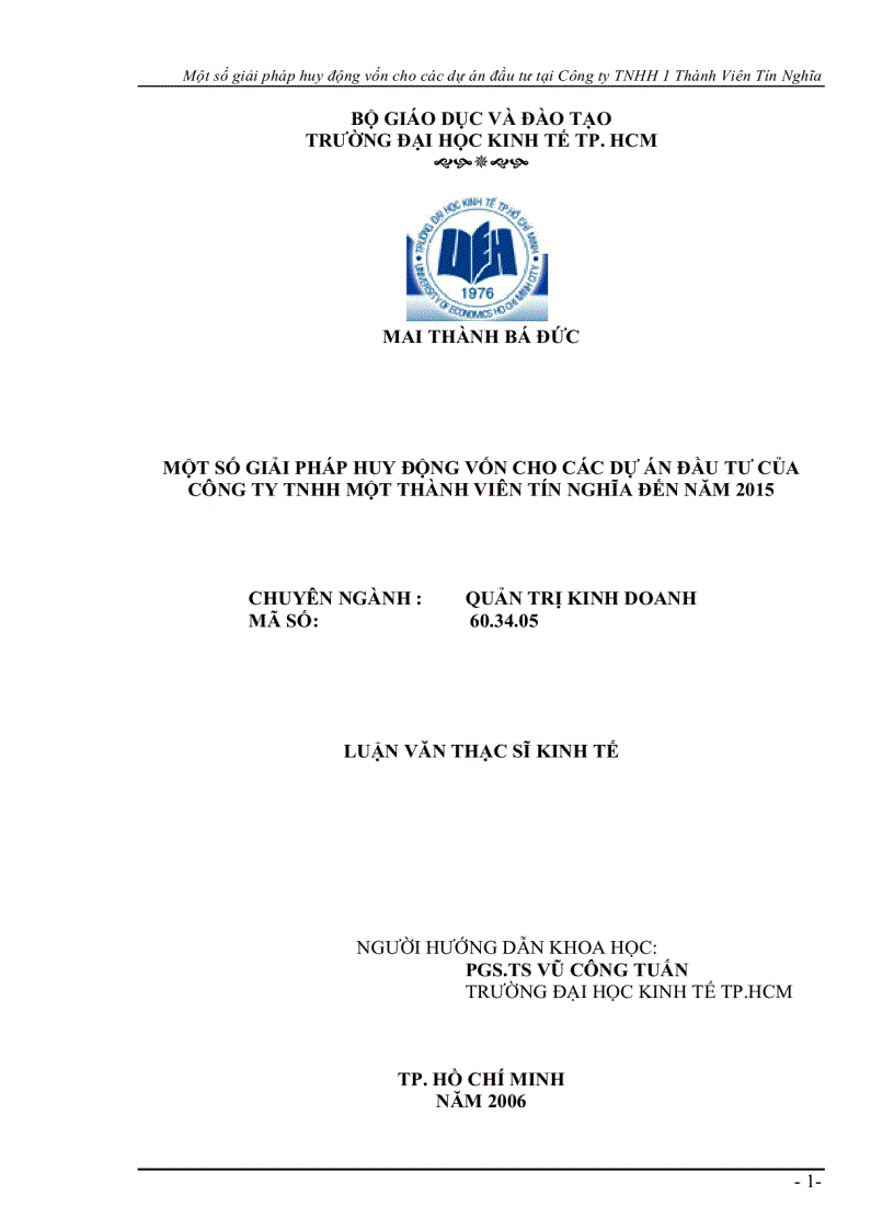 image for page Một số giải pháp huy động vốn cho các dự án đầu tư của các công ty TNHH một thành viên Tín Nghĩa đến năm 2015
