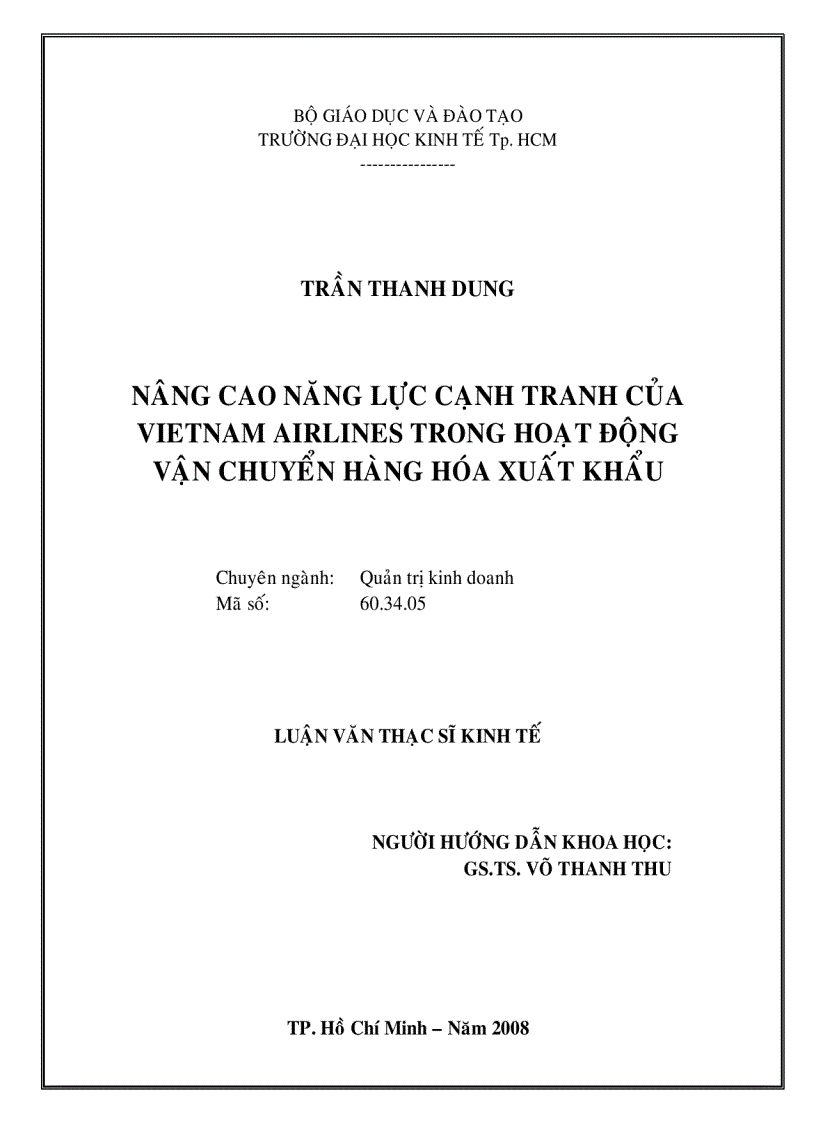image for page Nâng cao năng lực cạnh tranh của Việt Nam Airlines trong hoạt động vận chuyển hàng hóa xuất khẩu