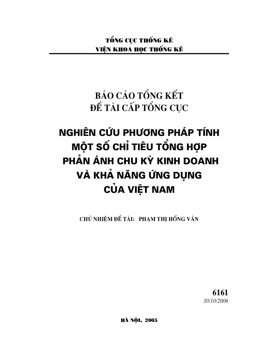 image for page Nghiên cứu phương pháp tính một số chỉ tiêu tổng hợp phản ánh chu kỳ kinh doanh và khả năng ứng dụng của Việt Nam