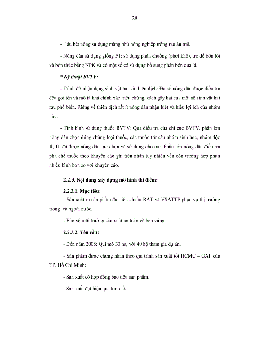image for page Phân tích tác động cảu quy trình sản xuất nông nghiệp tốt GAP trên rau đến hiệu quả sản xuất của nông dân xã Nhuận Đức huyện Củ Chi TP HCM