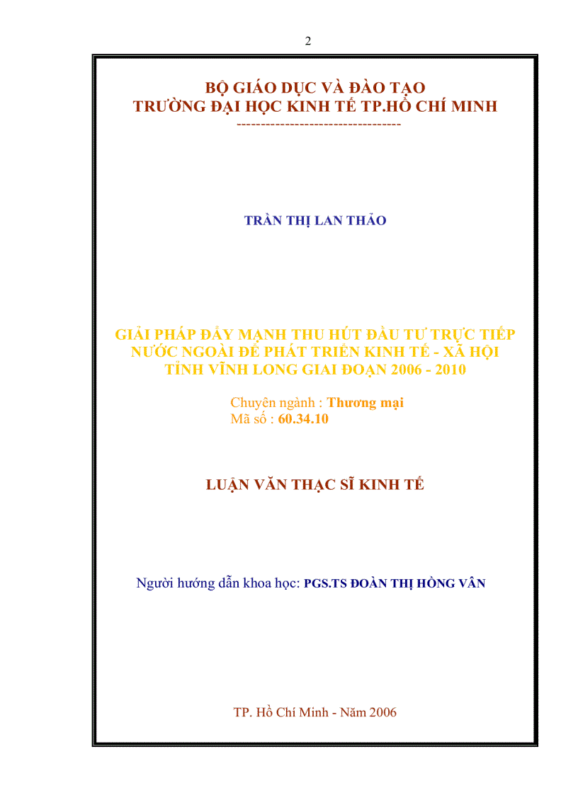 image for page Giải pháp đẩy mạnh thu hút đầu tư trực tiếp nước ngoài để phát triển kinh tế xã hội tỉnh Vĩnh Long giai đoạn 2006 2010