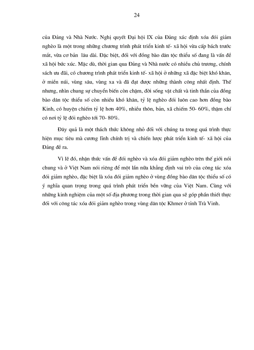 image for page Giải pháp chiến lược xóa đói giảm nghèo phát triển kinh tế bền vững trong vùng dân tộc Khmer ở tỉnh Trà Vinh giai đoạn 2006 2015