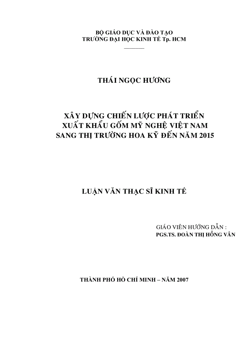 image for page Xây dựng chiến lược phát triển xuất khẩu gốm mỹ nghệ Việt Nam sang thị trường Hoa Kỳ đến năm 2015