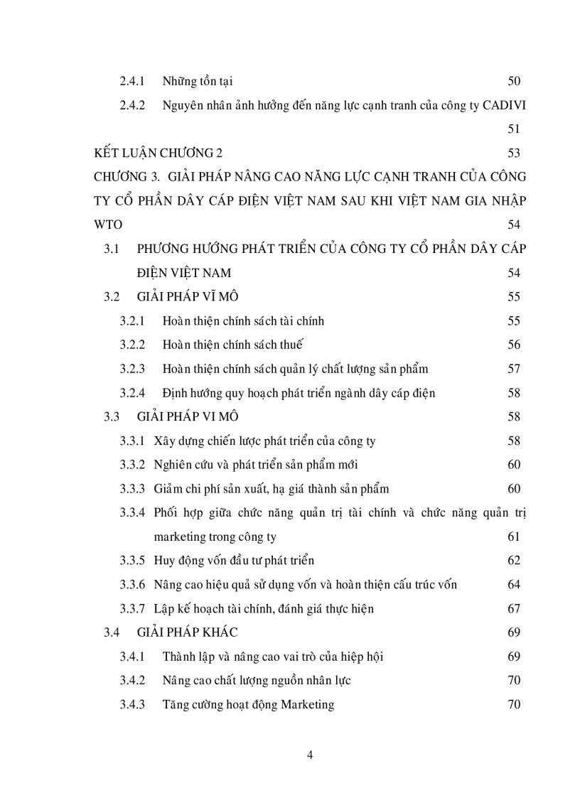Giải pháp nâng cao năng lực cạnh tranh của Công ty Cổ phần Dây Cáp Điện Việt Nam CADIVI sau khi gia nhập WTO