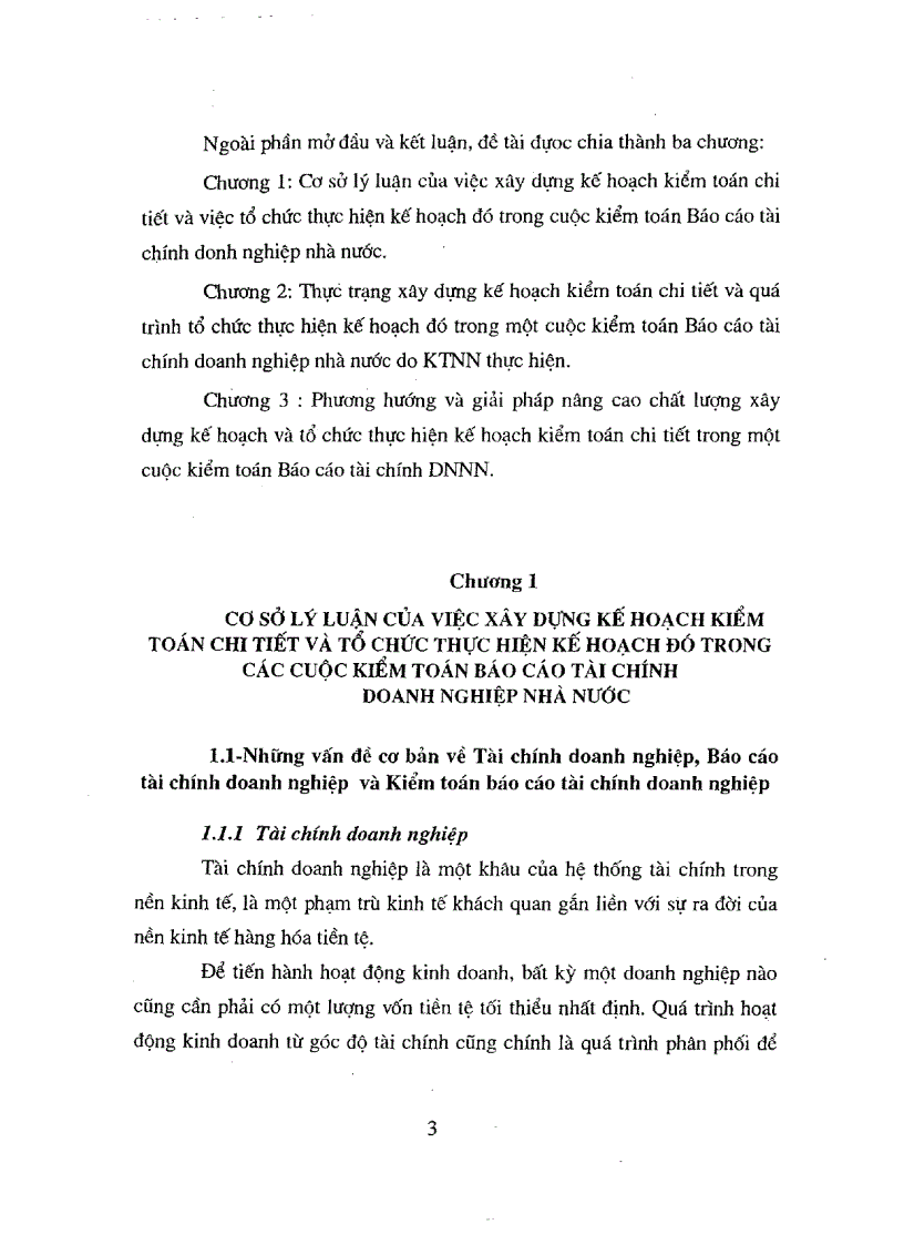 Cơ sở lý luận và thực tiễn xây dựng và tổ chức thực hiện kế hoạch kiểm toán chi tiết trong cuộc kiểm toán báo cáo tài chính doanh nghiệp Nhà nước