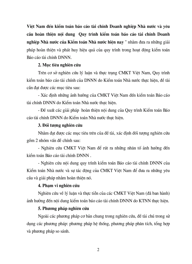 Những ảnh hưởng của chuẩn mực kế toán Việt Nam đến kiểm toán báo cáo tài chính doanh nghiệp nhà nước và yêu cầu hoàn thiện nội dung quy trình kiểm toán báo cáo tài chính DNNN của kiểm toán nhà